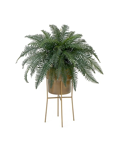 Nearly Natural 34" Artificial River Fern Plant in Metal Planter with Stand Diy Kit