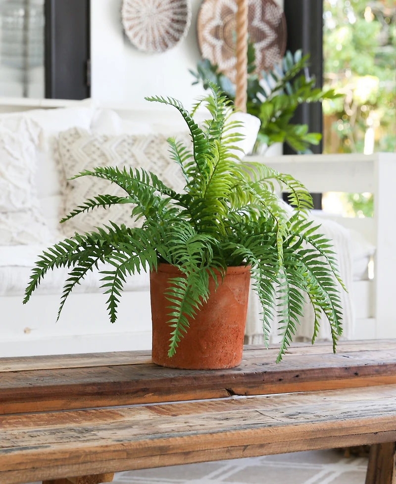 Nearly Natural 22" Artificial Fern Plant in Decorative Planter
