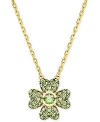 Swarovski Gold-Tone Color Crystal Clover Pendant Necklace, 15" + 2-3/4" extender