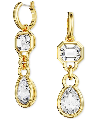 Swarovski Gold-Tone Mixed Crystal Double Charm Hoop Earrings