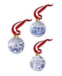 Spode Blue Italian Bauble Ornaments, Set of 3