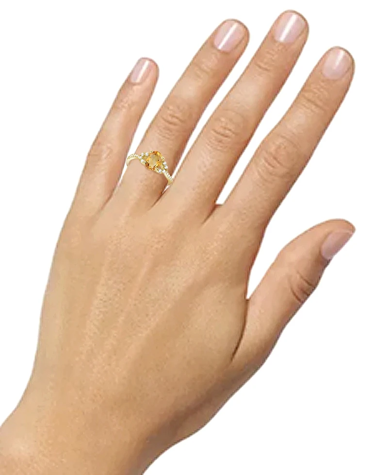 Citrine (1 ct. t.w.) & Lab-Grown White Sapphire (1/4 Ring 14k Gold-Plated Sterling Silver (Also Additional Gemstones)