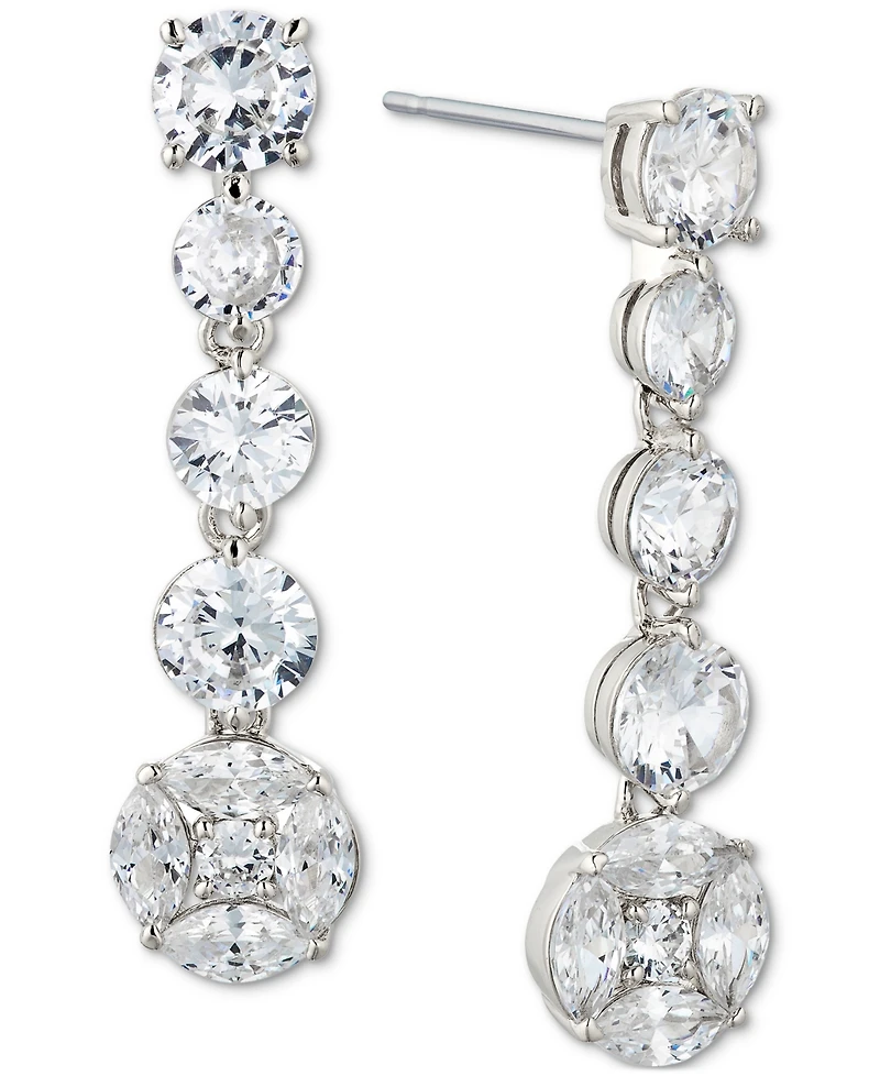Eliot Danori Silver-Tone Cubic Zirconia Linear Drop Earrings, Created for Macy's