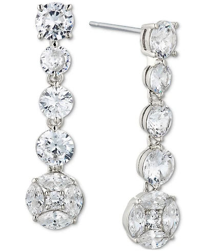 Eliot Danori Silver-Tone Cubic Zirconia Linear Drop Earrings, Created for Macy's