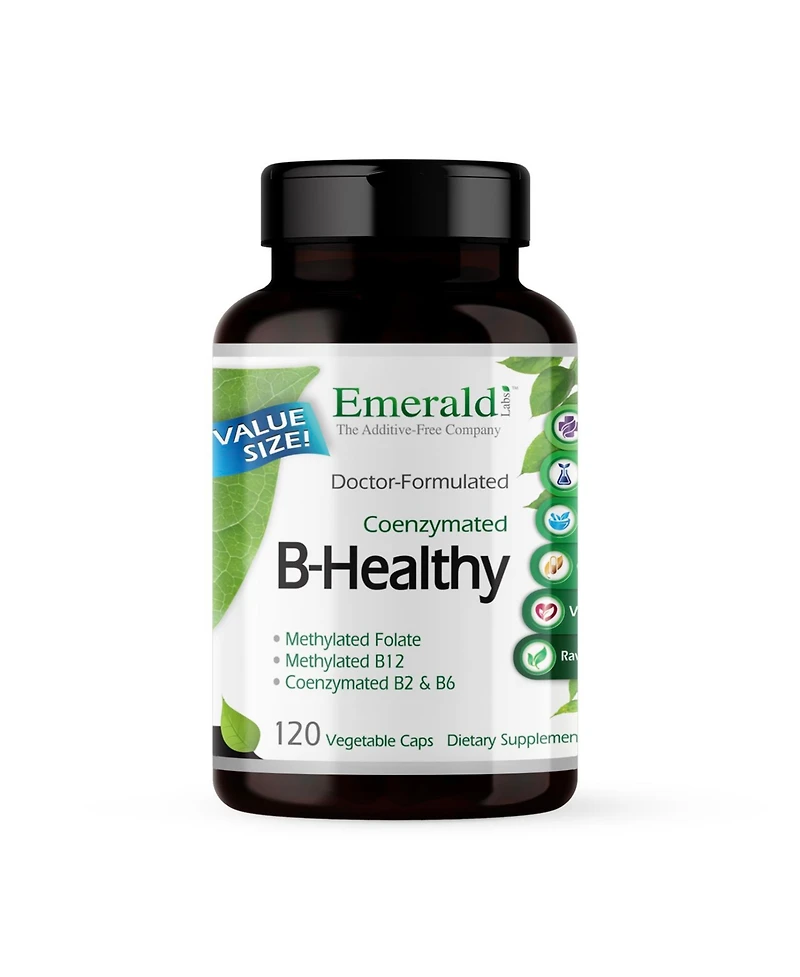 Emerald Labs B-Healthy - With L-5 Methyltetrahydrofolate (5-mthf) Coenzymated Folic Acid as Folate for Energy, Stress, Cognitive and Immune Support