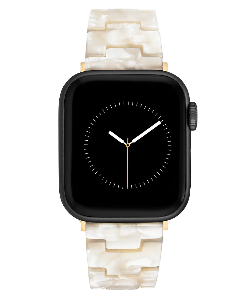 Anne Klein Women's Marbleized Ivory Acetate and Gold-Tone Alloy Metal Bracelet designed for Apple Watch 42mm (Series 10) & 38/40/41mm