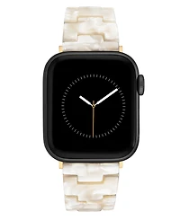 Anne Klein Women's Marbleized Ivory Acetate and Gold-Tone Alloy Metal Bracelet designed for Apple Watch 42mm (Series 10) & 38/40/41mm