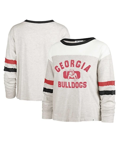Women's '47 Brand Oatmeal Distressed Georgia Bulldogs Vault All Class Lena Long Sleeve T-shirt