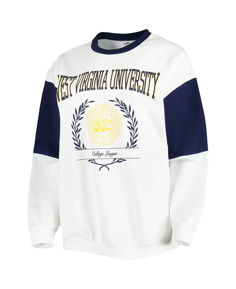 Women's Gameday Couture White West Virginia Mountaineers It's A Vibe Dolman Pullover Sweatshirt