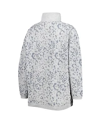Women's Gameday Couture Heather Gray Iowa Hawkeyes Leopard Quarter-Zip Sweatshirt