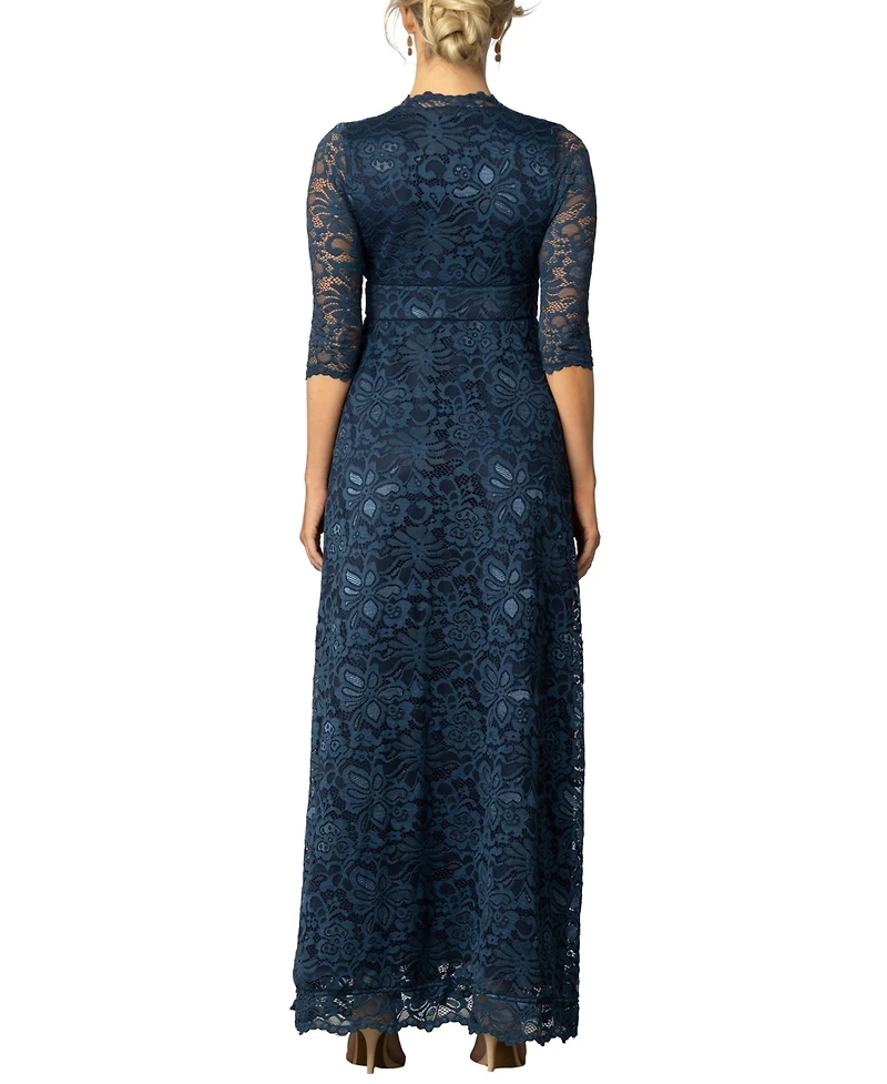 Kiyonna Women's Maria Lace A-Line Evening Gown with Pockets