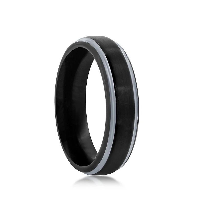 Black & Silver 6mm Tungsten Ring