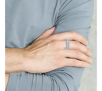 Polished Silver Cz Eternity Tungsten Band Ring
