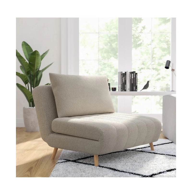 Merrick Lane Celine Convertible Tri-Fold Sleeper Chair With Channel Stitching And Pillow