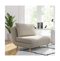 Merrick Lane Celine Convertible Tri-Fold Sleeper Chair With Channel Stitching And Pillow