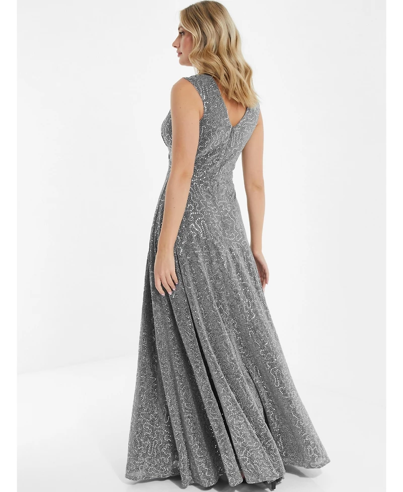 Quiz Women's Sequin V-Neck Evening Dress