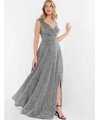 Quiz Women's Sequin V-Neck Evening Dress
