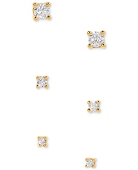 Girls Crew 18k Gold-Plated 3-Pc. Set Mixed Size Crystal Stud Earrings