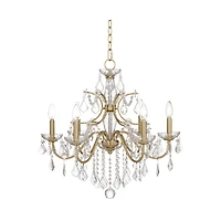Vienna Full Spectrum Magrite Gold Hanging Chandelier Lighting 26 1/2" Wide French Clear Crystal Curved Arm 6-Light Fixture Dining Room House Foyer Ent