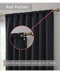 Hlc.me Hamilton 100% Complete Blackout Lined with Heavy Double Layer Thermal Insulated Energy Smart Rod Pocket Back Tab Window Curtains