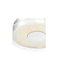 Possini Euro Design Crystal Sand Modern Ceiling Light Flush-Mount Fixture 11" Wide Chrome Led Round Clear Acrylic Ring for Bedroom Kitchen Living Room