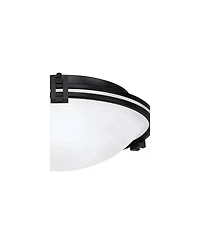 Possini Euro Design Deco Modern Close To Ceiling Light Flush Mount Fixture 16 3/4" Wide Oil Rubbed Bronze Marbleized Glass Bowl Shade for Bedroom Hall