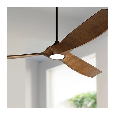 Casa Vieja 70" Kona Wind Black-Koa Modern Indoor Ceiling Fan 3 Blade Led Light Remote Control Black Motor Bedroom Dc Motor