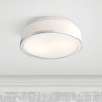 Mavis Modern Ceiling Light Flush-Mount Fixture 10.25" Wide Sleek Chrome 2-Light White Opal Glass Shade for Bedroom Kitchen Living Room Hallway Di