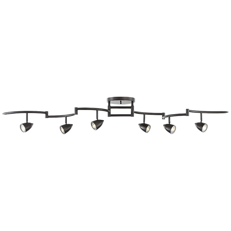 Pro Track Heavy Duty Axel 6-Head Led Ceiling Track Light Fixture Kit Spot Light GU10 Black Metal Farmhouse Rustic Kitchen 72" Wide