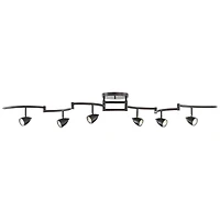 Pro Track Heavy Duty Axel 6-Head Led Ceiling Track Light Fixture Kit Spot Light GU10 Black Metal Farmhouse Rustic Kitchen 72" Wide