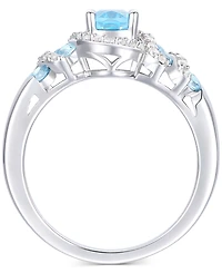 Blue Topaz (1-1/10 ct. t.w.) & Lab Grown White Sapphire (1/4 ct. t.w.) Ring in Sterling Silver