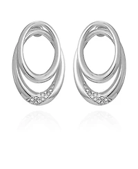 Vince Camuto Silver-Tone Glass Stone Double Hoop Earrings