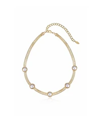 Ettika Imitation Pearl Dotted 18K Gold Plated Snake Chain