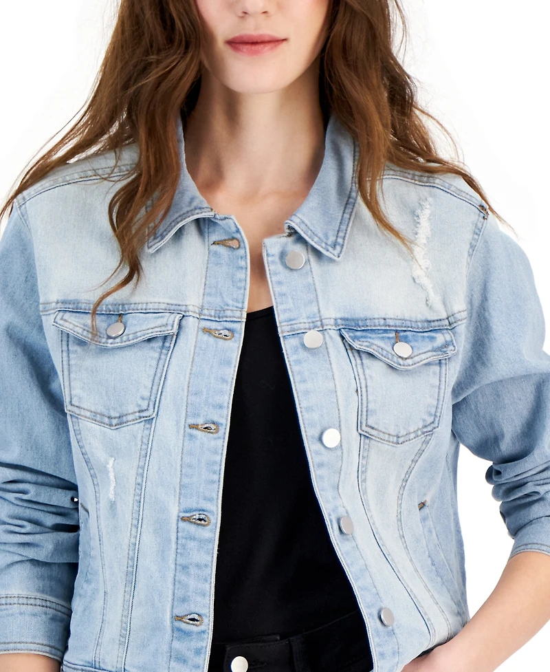 Tinseltown Juniors' Long-Sleeve Denim Trucker Jacket