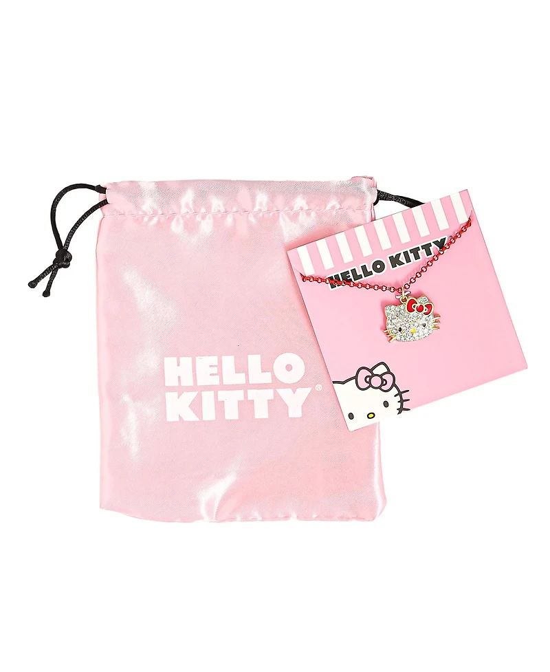 Sanrio Hello Kitty Girls Pave Fashion Jewelry Necklace - 16"+3" Necklace- Officially Licensed Authentic