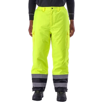 RefrigiWear Men's HiVis Insulated Waterproof Pants - High Visibility, Warm, Durable Workwear