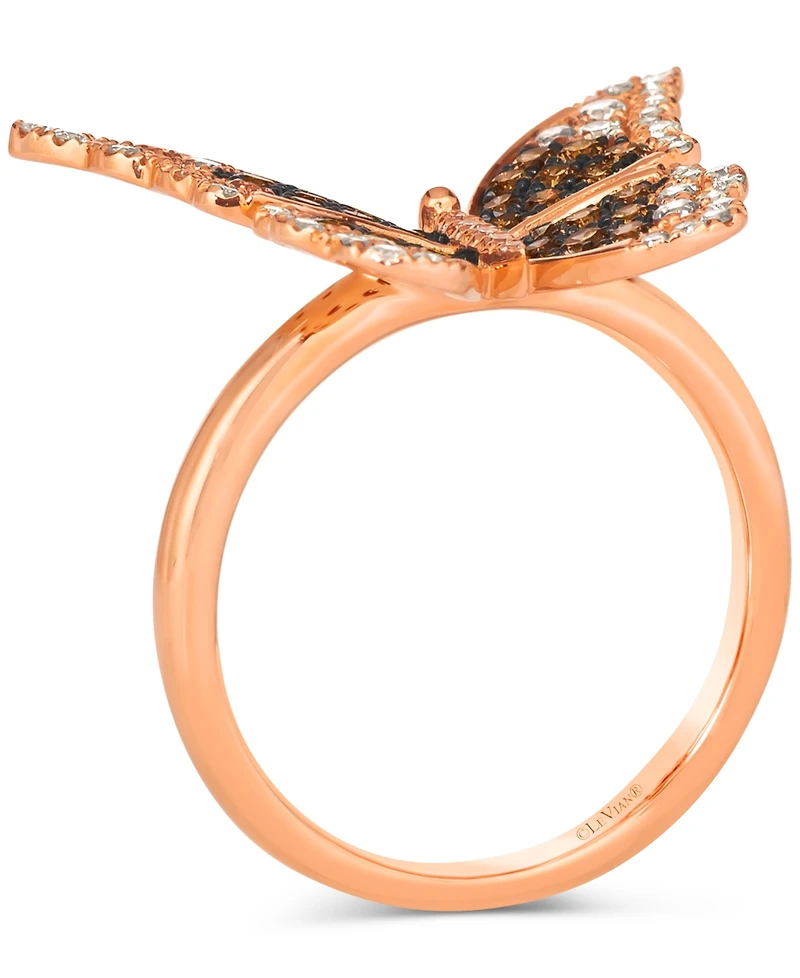 Le Vian Ombre Chocolate Ombre Diamond & Vanilla Diamond Butterfly Ring (3/4 ct. t.w.) in 14k Rose Gold