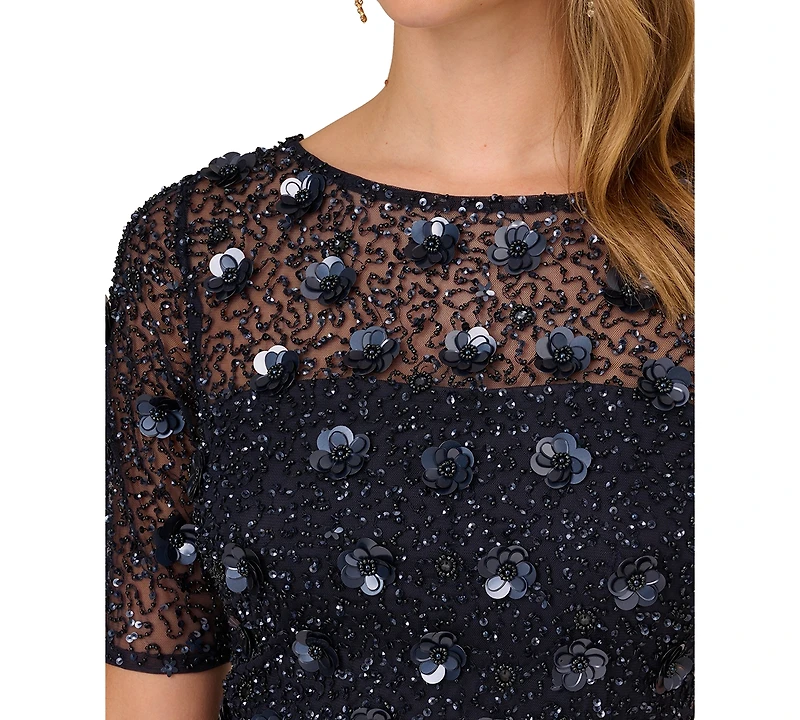 Adrianna Papell Embellished Floral Sheath Dress