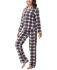 Ink+Ivy Women's Long Sleeve Notch Collar Top with Lounge Pants 2 Piece Pajama Set