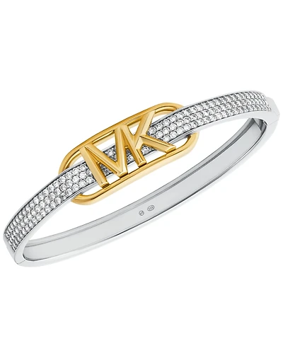 Michael Kors Two-Tone Sterling Silver Pave Empire Link Bangle