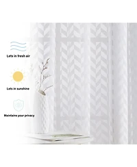 Hlc.me Herringbone Thick Semi Sheer Premium Rod Pocket Window Curtain Panels for Bedroom & Living Room