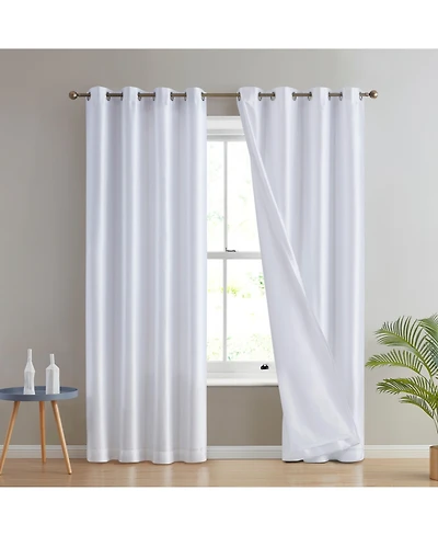 Hlc.me Jefferson Faux Silk Semi Sheer Light Filtering Microfiber Lined Grommet Lightweight Window Curtains Drapery for Bedroom