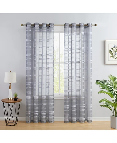 Hlc.me Broadway Stripe Decorative Semi Sheer Light Filtering Grommet Window Treatment Curtain Panels