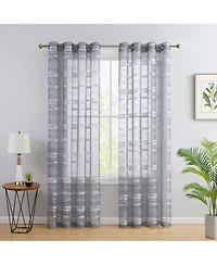 Hlc.me Broadway Stripe Decorative Semi Sheer Light Filtering Grommet Window Treatment Curtain Panels