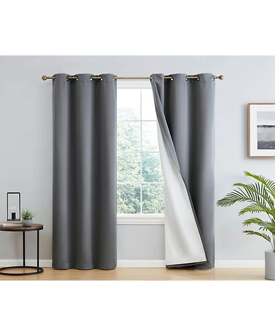 Hlc.me Dakota 100% Complete Blackout Lined Drapery with Double Layer Thermal Insulated Energy Efficient Window Curtain Grommet Panels