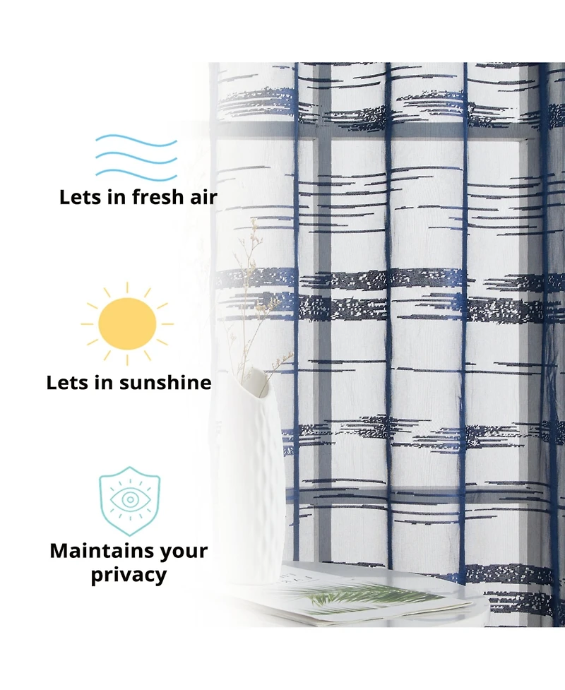 Hlc.me Broadway Stripe Decorative Semi Sheer Light Filtering Grommet Window Treatment Curtain Panels