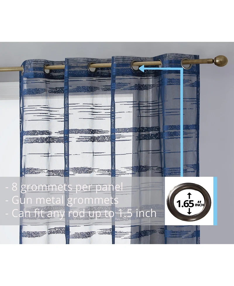 Hlc.me Broadway Stripe Decorative Semi Sheer Light Filtering Grommet Window Treatment Curtain Panels