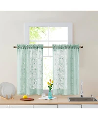 Hlc.me Joyce Lace Sheer Kitchen Cafe Curtain Tiers for Small Windows, Kitchen & Bathroom