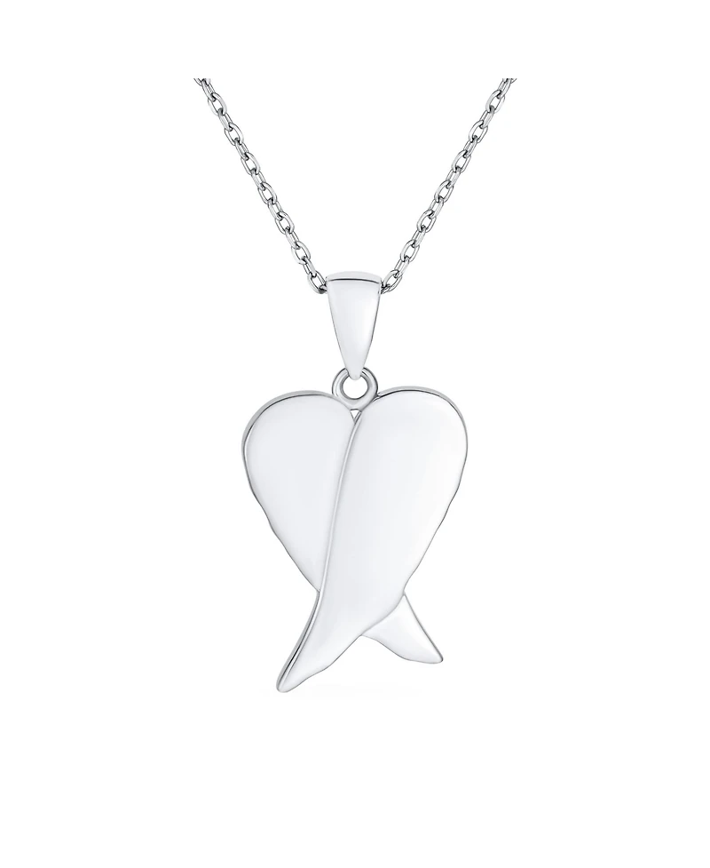 Bling Jewelry Love Created White Synthetic Opal Inlay Spiritual Guardian Angel Wings Feather Necklace Pendant Sterling Silver