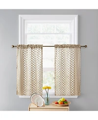 Hlc.me Herringbone Lace Sheer Kitchen Cafe Curtain Tiers for Small Windows & Bathroom